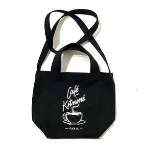 Maison Cafe Kitsune Mini Black Tote Bag Shoulder Strap